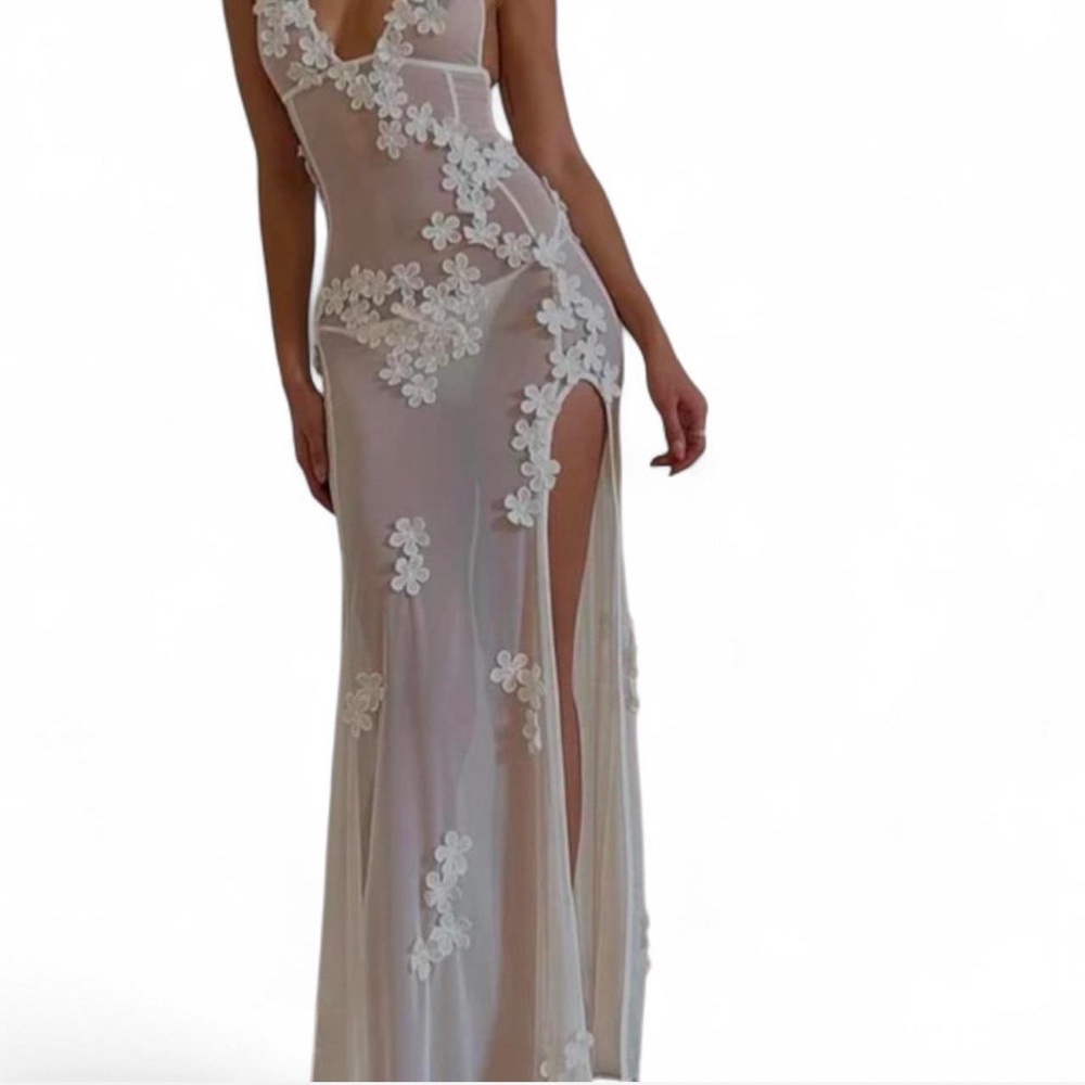 Elegant Sheer Floral Gown